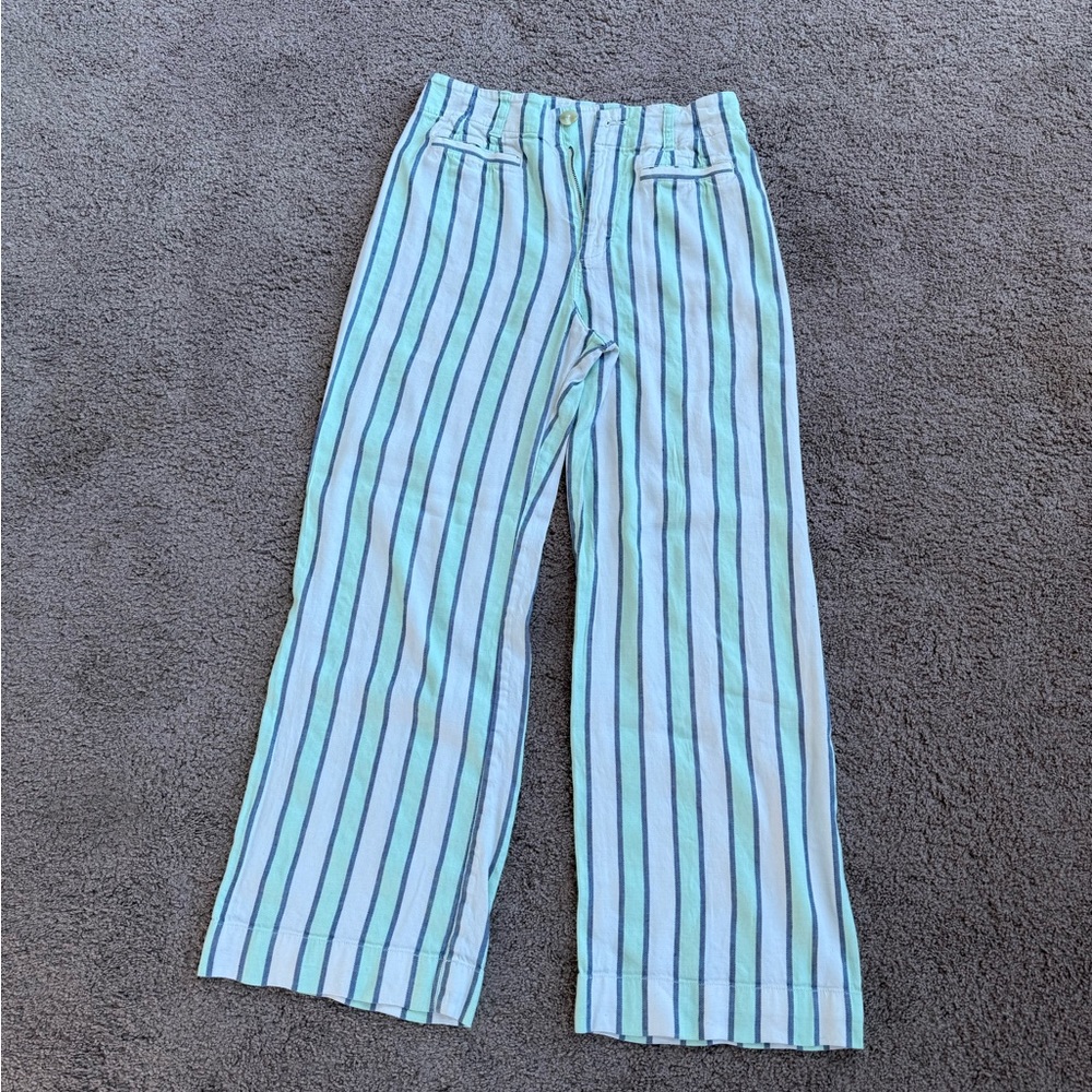 Maeve Blue & Navy Striped Wide-Leg womens Pants
